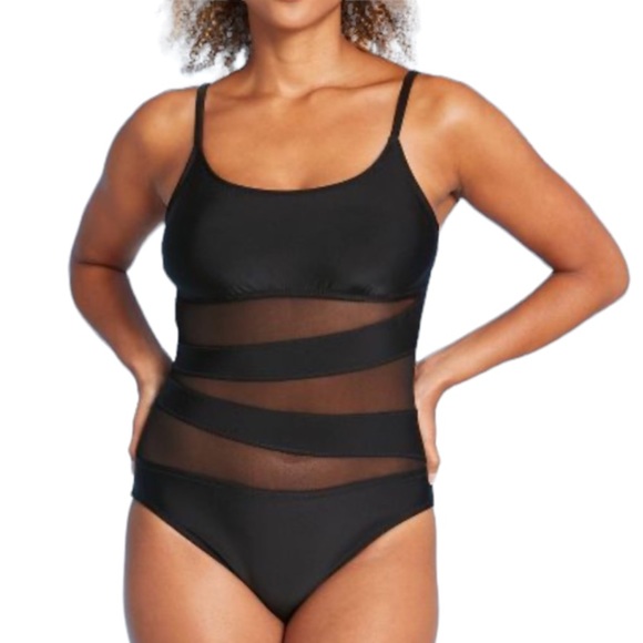 Shade & Shore Mesh Front One Piece Swimsuit - Picture 1 of 16